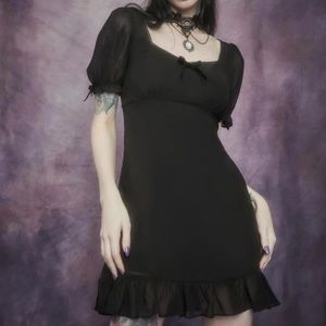 SOLD Widow chiffon puff sleeve black babydoll dress 👗 Free US shipping! 📦